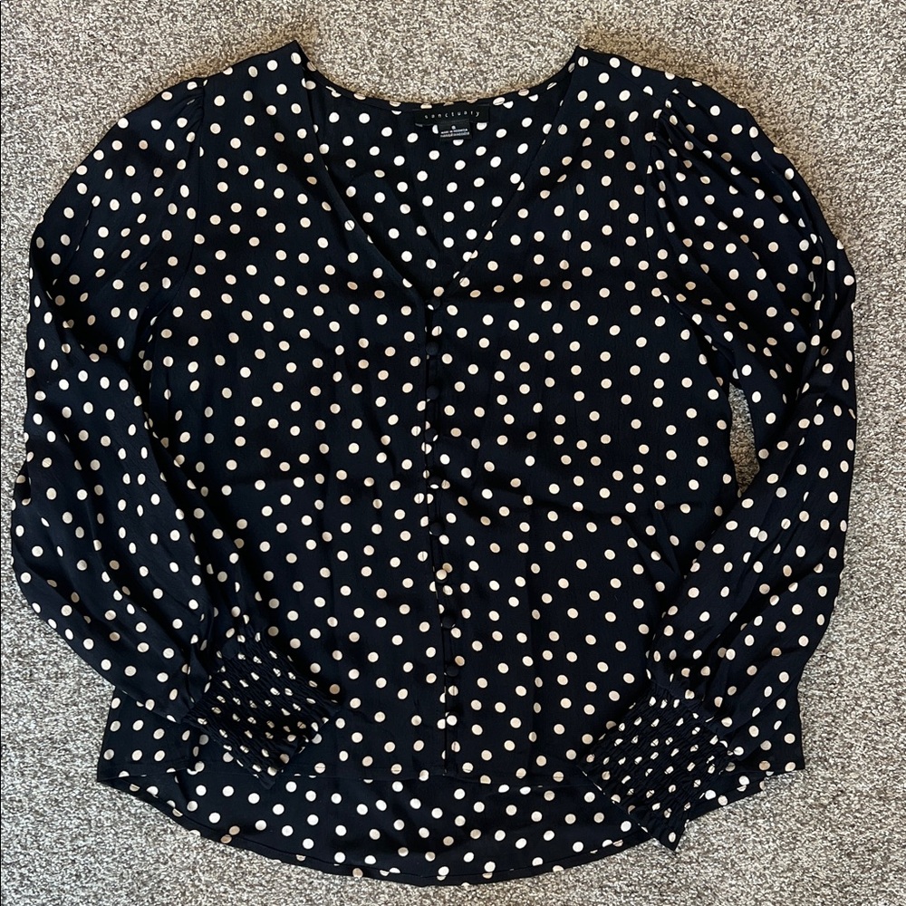 Sanctuary Black and White Polka Dot Blouse